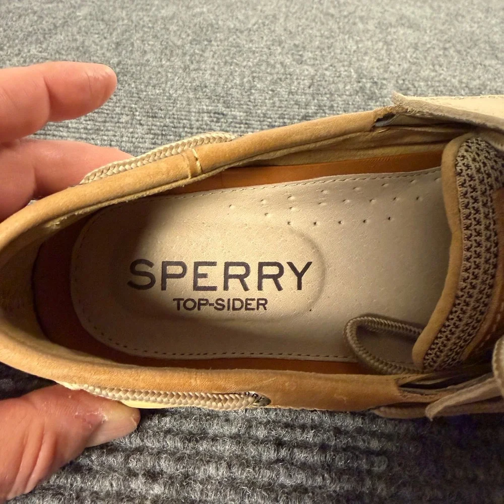 Sperry Top-Sider Billfish Mens Tan Beige Leather Mesh Boat Shoes Loafers 0799023